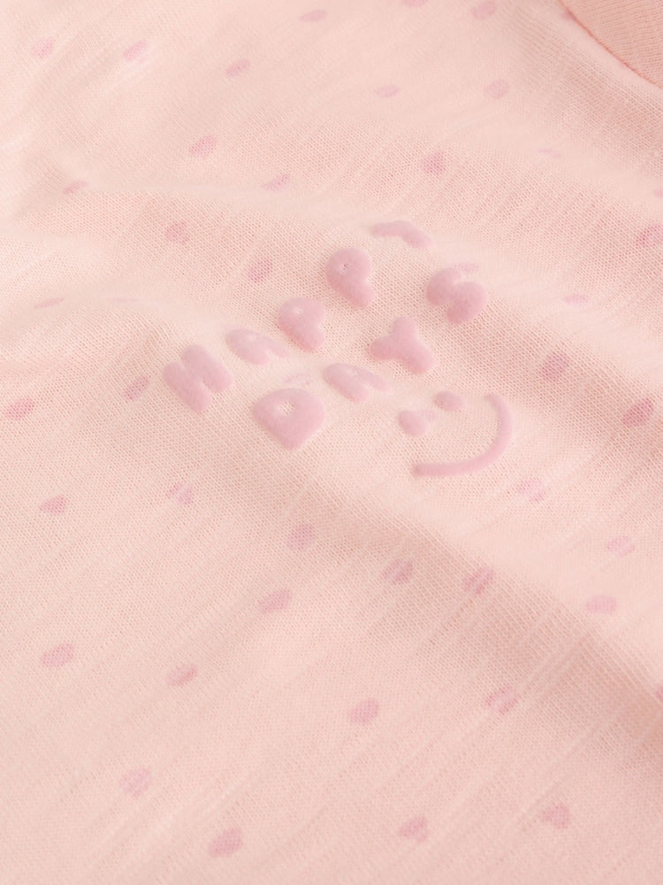 |BabyGirl| Conjunto Com 3 Macacões De Bebê Em Malha Listrada Rosa