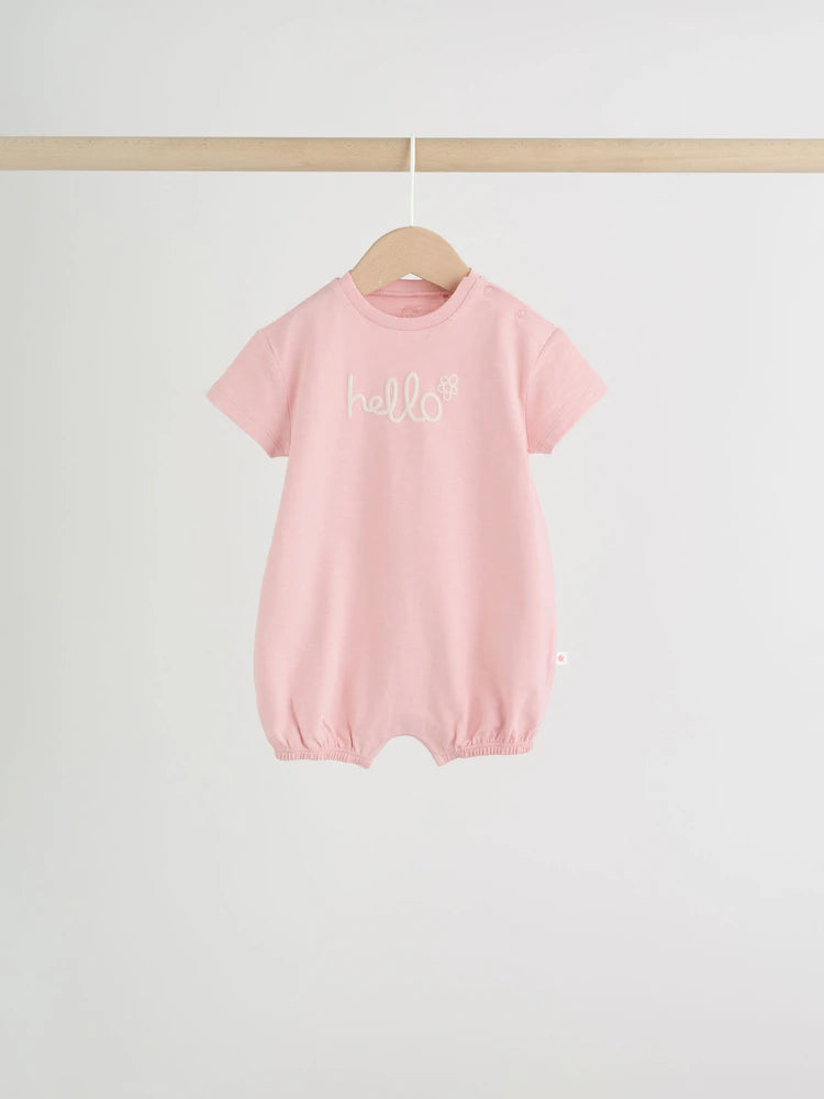 |BabyGirl| Conjunto Com 3 Macacões De Bebê Em Malha Listrada Rosa