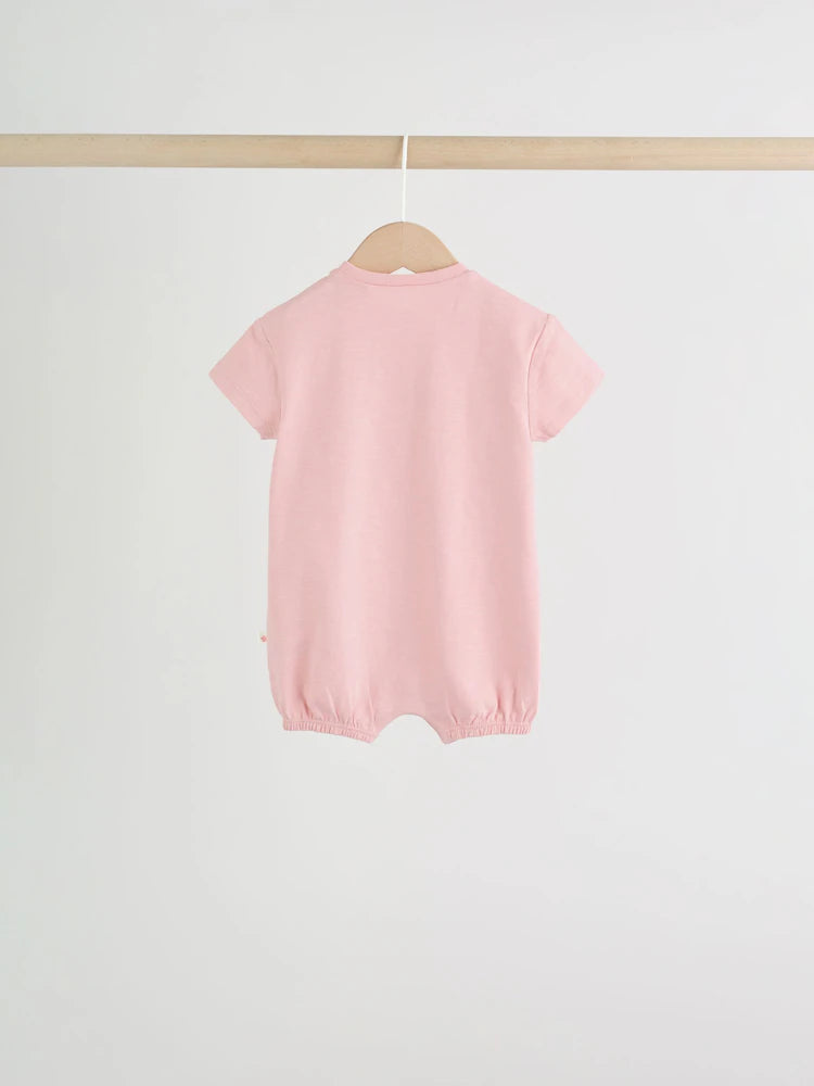 |BabyGirl| Conjunto Com 3 Macacões De Bebê Em Malha Listrada Rosa