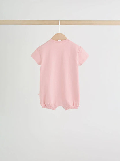 |BabyGirl| Conjunto Com 3 Macacões De Bebê Em Malha Listrada Rosa