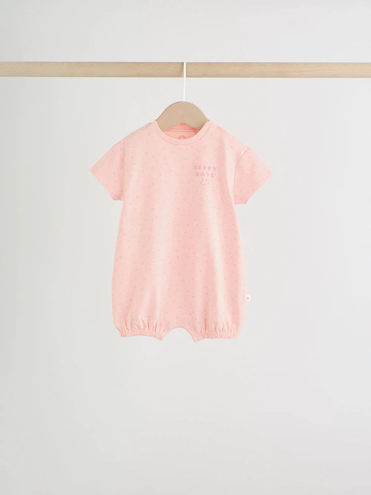 |BabyGirl| Conjunto Com 3 Macacões De Bebê Em Malha Listrada Rosa