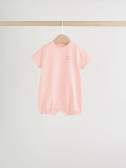 |BabyGirl| Conjunto Com 3 Macacões De Bebê Em Malha Listrada Rosa