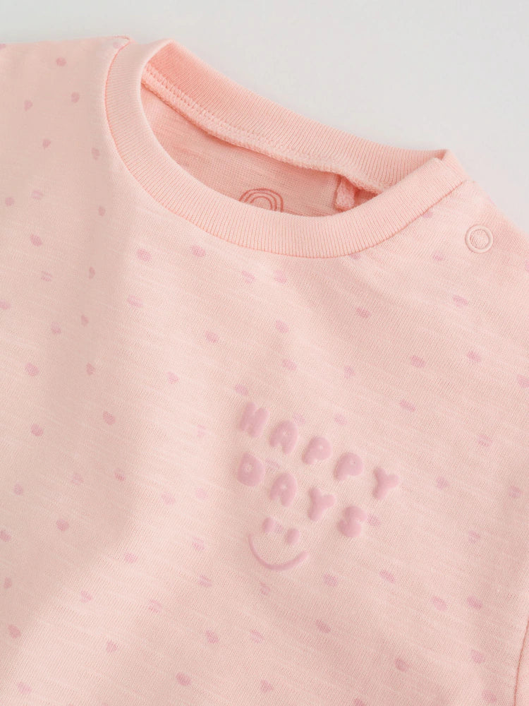 |BabyGirl| Conjunto Com 3 Macacões De Bebê Em Malha Listrada Rosa