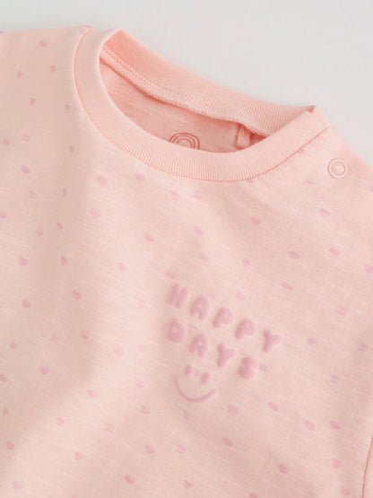 |BabyGirl| Conjunto Com 3 Macacões De Bebê Em Malha Listrada Rosa