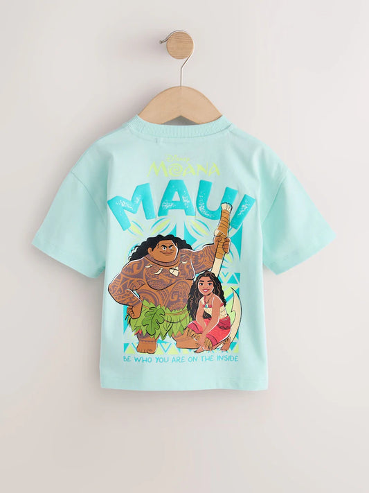 |Girl| Camiseta Azul De Manga Curta Da Moana (6 meses a 8 anos)
