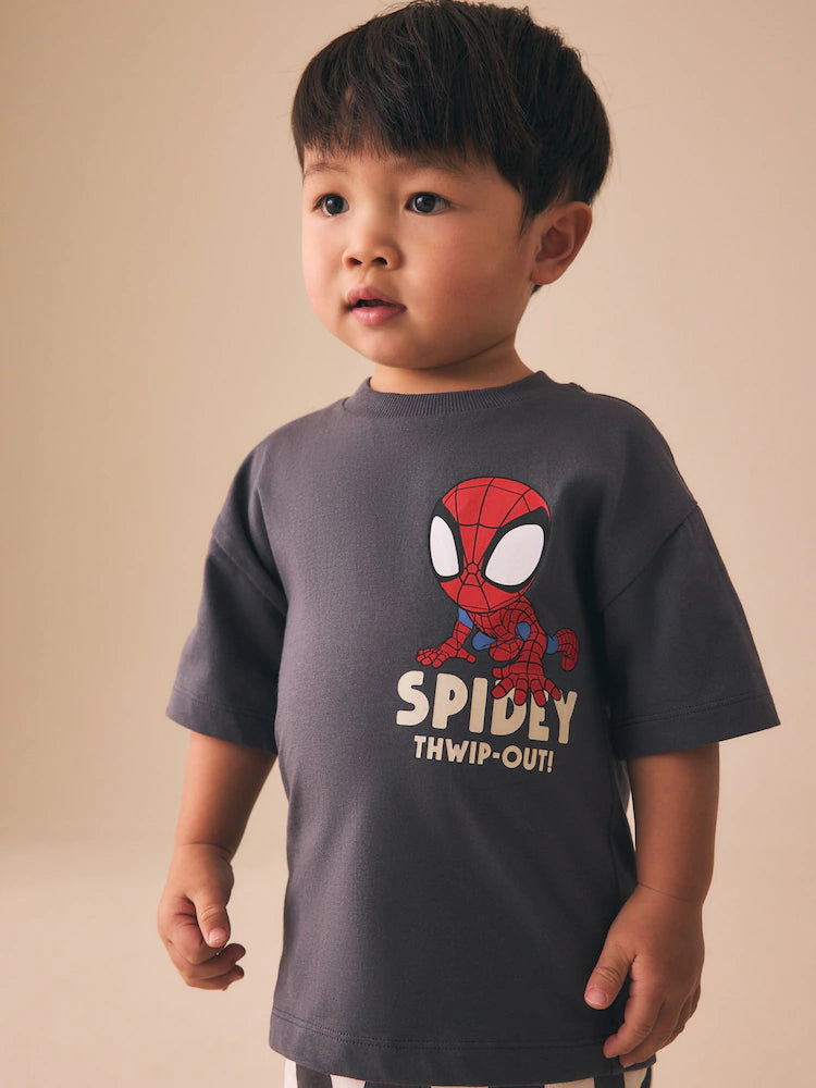 |Boy| Conjunto De Camiseta e Shorts Do Homem-Aranha Em Cinza Carvão (3 meses a 8 anos)