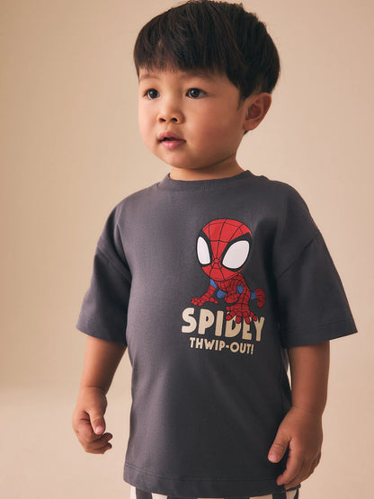 |Boy| Conjunto De Camiseta e Shorts Do Homem-Aranha Em Cinza Carvão (3 meses a 8 anos)