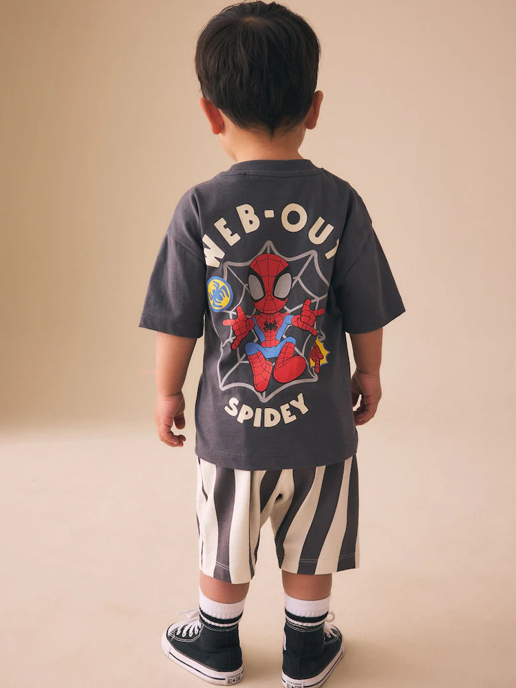 |Boy| Conjunto De Camiseta e Shorts Do Homem-Aranha Em Cinza Carvão (3 meses a 8 anos)