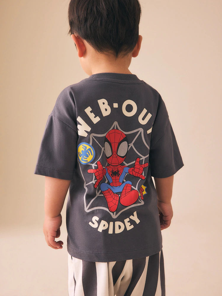 |Boy| Conjunto De Camiseta e Shorts Do Homem-Aranha Em Cinza Carvão (3 meses a 8 anos)