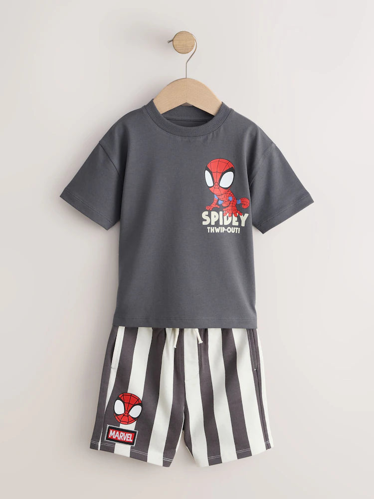 |Boy| Conjunto De Camiseta e Shorts Do Homem-Aranha Em Cinza Carvão (3 meses a 8 anos)