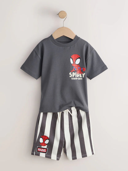 |Boy| Conjunto De Camiseta e Shorts Do Homem-Aranha Em Cinza Carvão (3 meses a 8 anos)