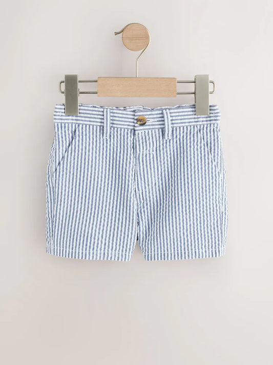 |Boy| Calções Chino Com Riscas Azuis e Brancas (3 meses a 7 anos)