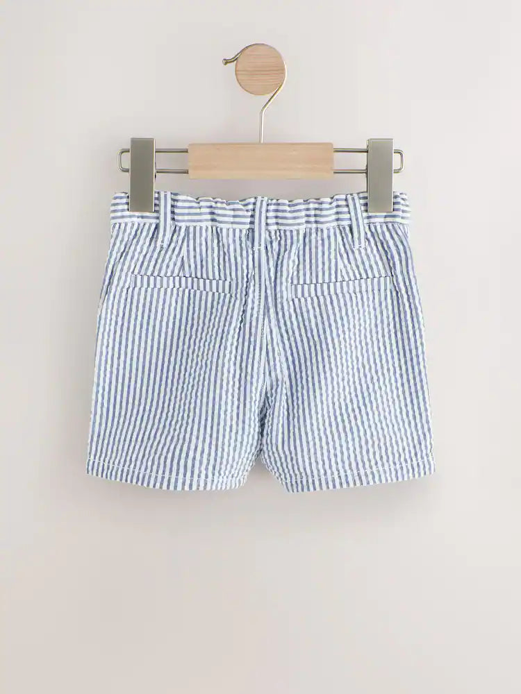 |Boy| Calções Chino Com Riscas Azuis e Brancas (3 meses a 7 anos)