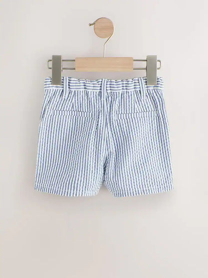 |Boy| Calções Chino Com Riscas Azuis e Brancas (3 meses a 7 anos)