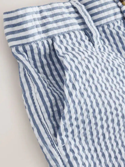 |Boy| Calções Chino Com Riscas Azuis e Brancas (3 meses a 7 anos)