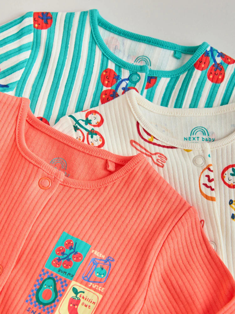 |BabyBoy| Conjunto De 3 Macacões Para Bebês Com Estampa De Pimentas (0 meses a 3 anos)