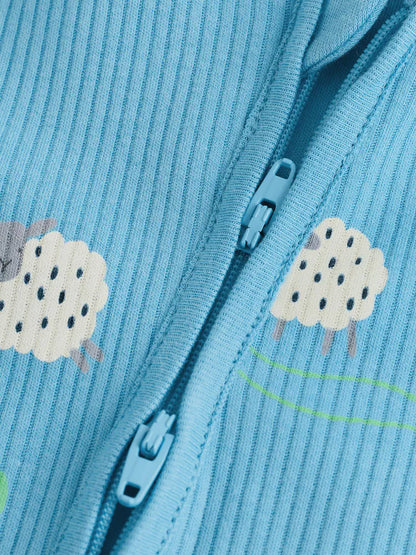 |BabyBoy| Conjunto De 3 Macacões De Dormir Para Bebês Nas Cores Azul e Verde Com Zíper Duplo (0 meses a 3 anos)