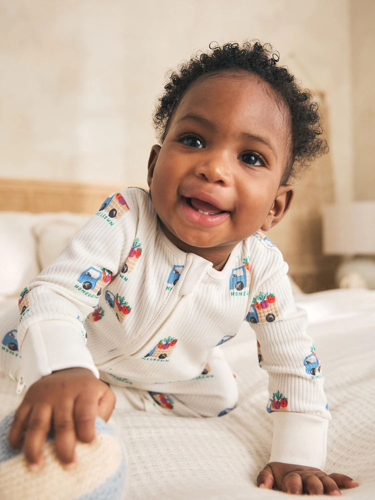 |BabyBoy| Conjunto De 3 Macacões De Dormir Para Bebês Nas Cores Azul e Verde Com Zíper Duplo (0 meses a 3 anos)