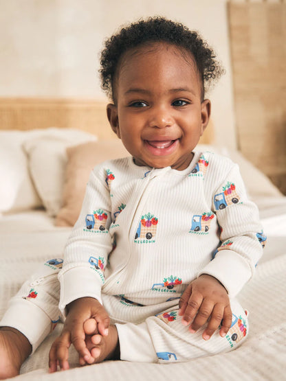 |BabyBoy| Conjunto De 3 Macacões De Dormir Para Bebês Nas Cores Azul e Verde Com Zíper Duplo (0 meses a 3 anos)