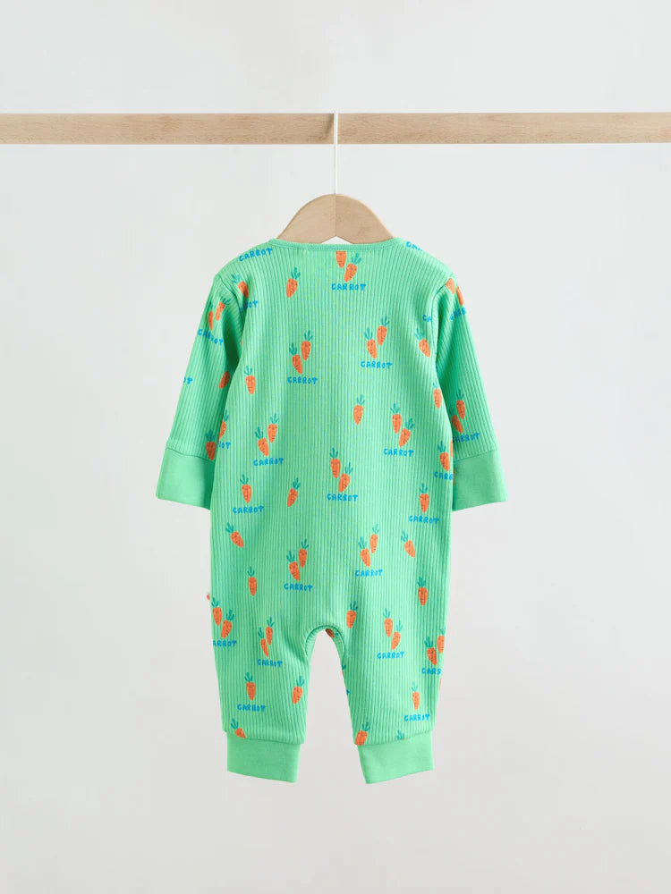 |BabyBoy| Conjunto De 3 Macacões De Dormir Para Bebês Nas Cores Azul e Verde Com Zíper Duplo (0 meses a 3 anos)