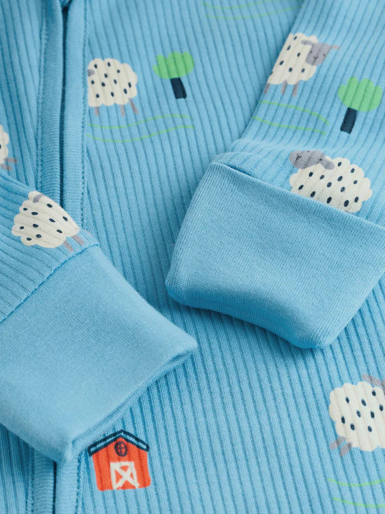 |BabyBoy| Conjunto De 3 Macacões De Dormir Para Bebês Nas Cores Azul e Verde Com Zíper Duplo (0 meses a 3 anos)