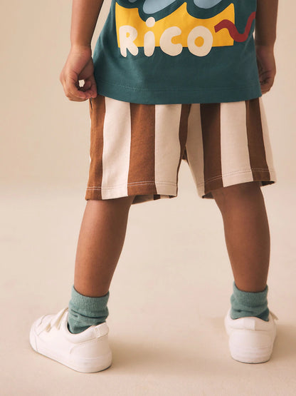 |Girl| Calções De Malha Castanha Chocolate e Cru (3 meses a 7 anos)