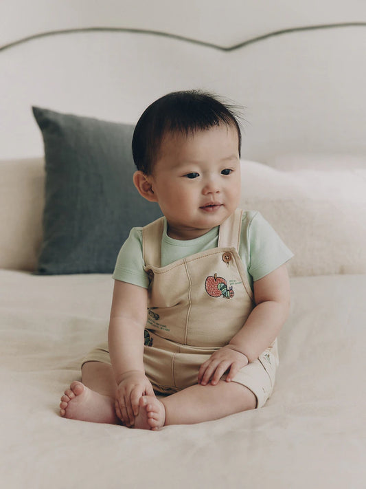 |BabyBoy| Conjunto Neutro Para Bebê Com Jardineira e Body Da Lagarta Muito Faminta (0 meses a 2 anos)