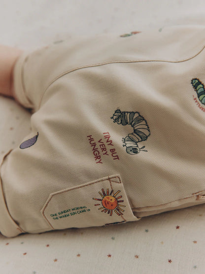 |BabyBoy| Conjunto Neutro Para Bebê Com Jardineira e Body Da Lagarta Muito Faminta (0 meses a 2 anos)