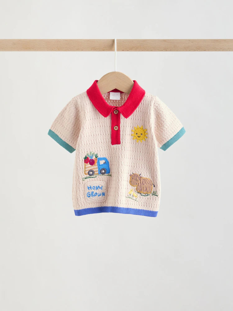 |BabyBoy| Conjunto De Blusa e Shorts De Tricô Para Bebê Em Tons Neutros/Coloridos (0 meses a 2 anos)