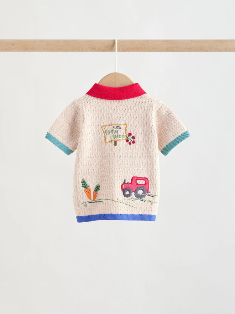 |BabyBoy| Conjunto De Blusa e Shorts De Tricô Para Bebê Em Tons Neutros/Coloridos (0 meses a 2 anos)
