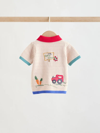|BabyBoy| Conjunto De Blusa e Shorts De Tricô Para Bebê Em Tons Neutros/Coloridos (0 meses a 2 anos)