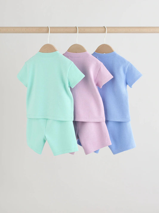 |BabyGirl| Conjunto De Bebê De 6 Peças (blusa e shorts) Nas Cores Azul, Lilás e Verde (0 meses a 2 anos)