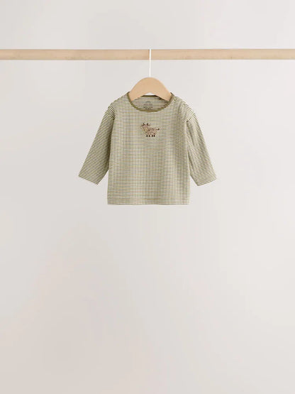 |BabyBoy| Conjunto De 6 Peças Hamish Farm (marrom/azul/creme): Blusa e Leggings Para Bebês (0 meses a 3 anos)