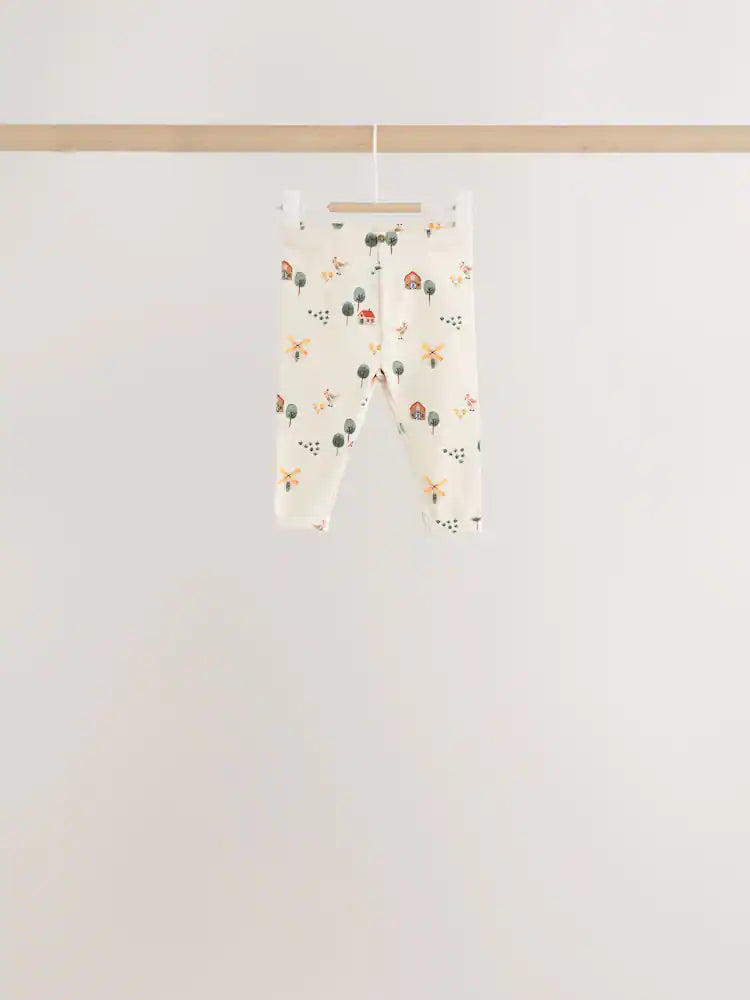 |BabyBoy| Conjunto De 6 Peças Hamish Farm (marrom/azul/creme): Blusa e Leggings Para Bebês (0 meses a 3 anos)
