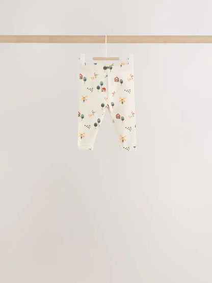 |BabyBoy| Conjunto De 6 Peças Hamish Farm (marrom/azul/creme): Blusa e Leggings Para Bebês (0 meses a 3 anos)