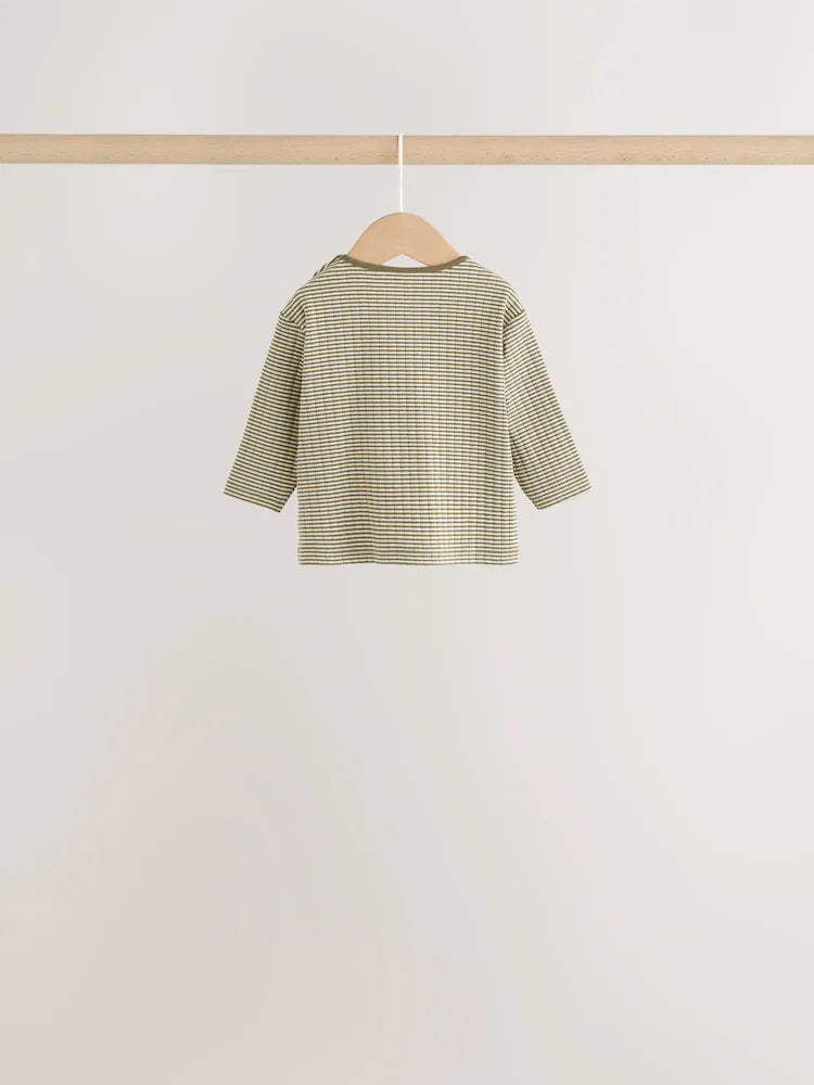 |BabyBoy| Conjunto De 6 Peças Hamish Farm (marrom/azul/creme): Blusa e Leggings Para Bebês (0 meses a 3 anos)