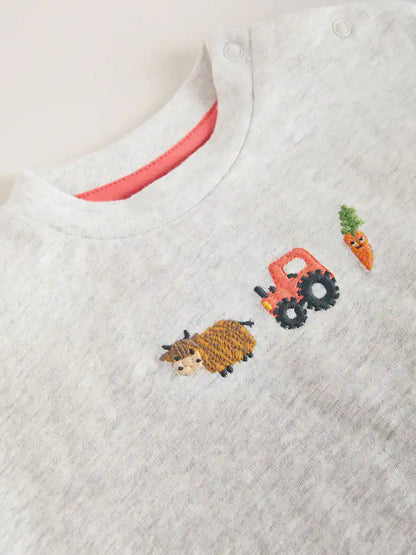 |BabyBoy| Conjunto Infantil Com Blusa e Shorts Estampados Com Tema De Fazenda Vermelha (0 meses a 2 anos)
