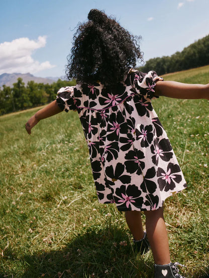 |Girl| Vestido De Malha Floral Monocromático (6 meses a 7 anos)