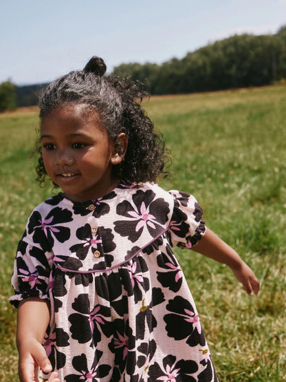 |Girl| Vestido De Malha Floral Monocromático (6 meses a 7 anos)