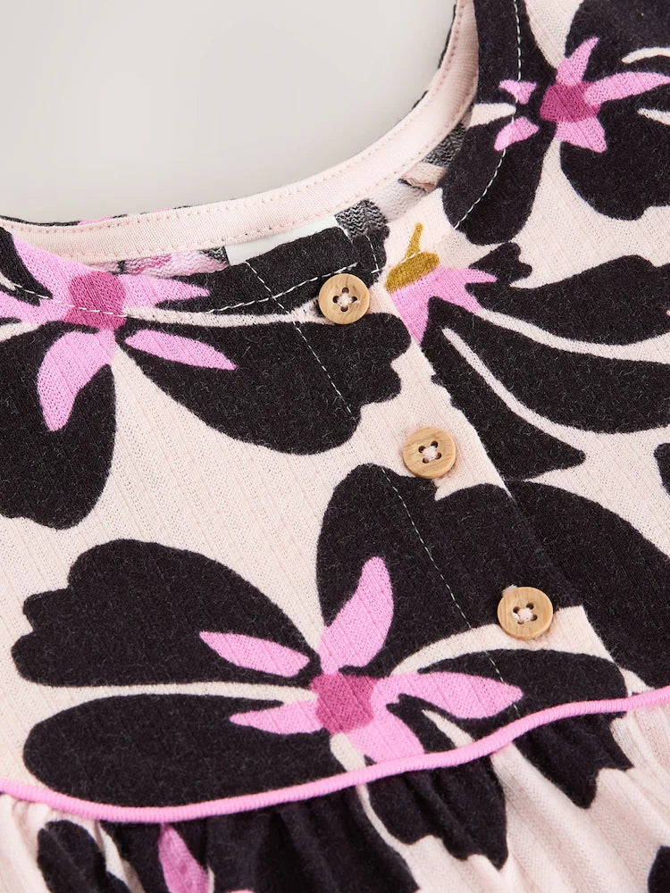 |Girl| Vestido De Malha Floral Monocromático (6 meses a 7 anos)