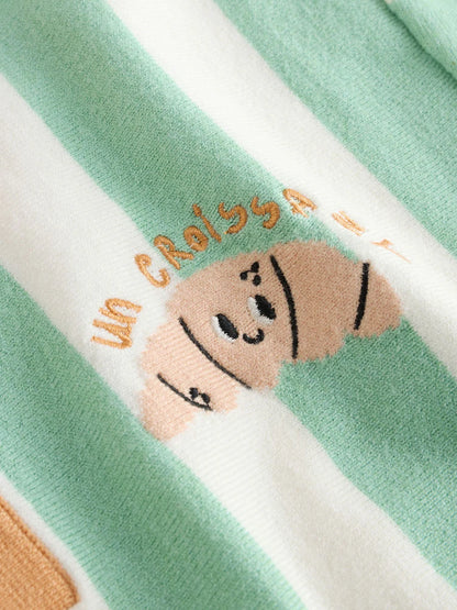 |Boy| Camisa Polo De Malha Com Botões e Estampa De Croissant Nas Cores verde e Laranja (3 meses a 7 anos)