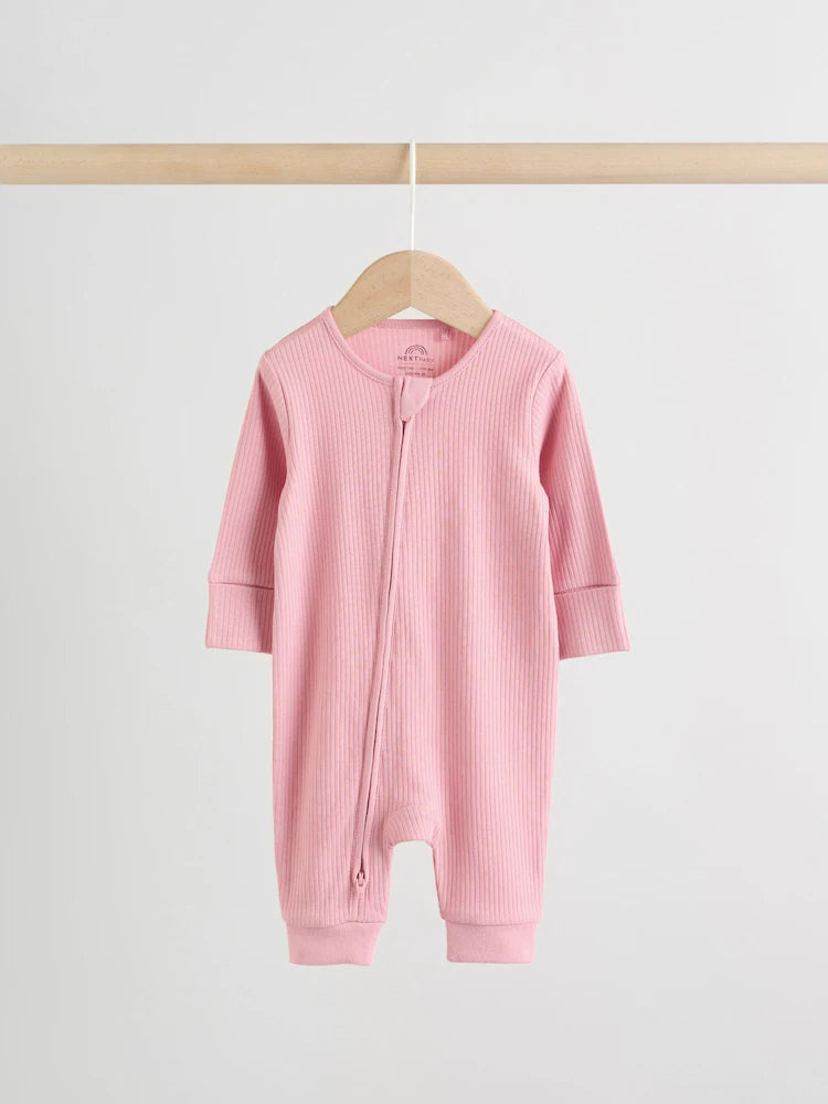 |BabyGirl| Conjunto De 5 Macacões De Dormir Sem Pés Para Bebês, Rosa, Com Zíper Duplo (0 meses a 3 anos)