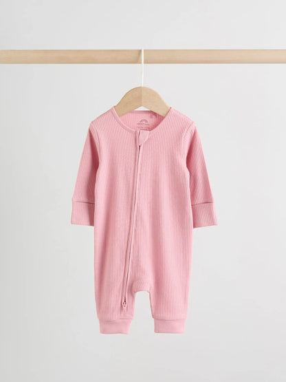 |BabyGirl| Conjunto De 5 Macacões De Dormir Sem Pés Para Bebês, Rosa, Com Zíper Duplo (0 meses a 3 anos)