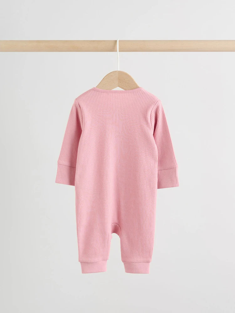 |BabyGirl| Conjunto De 5 Macacões De Dormir Sem Pés Para Bebês, Rosa, Com Zíper Duplo (0 meses a 3 anos)