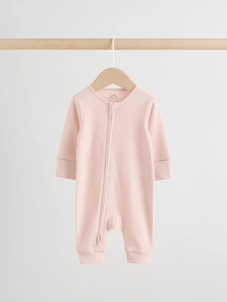 |BabyGirl| Conjunto De 5 Macacões De Dormir Sem Pés Para Bebês, Rosa, Com Zíper Duplo (0 meses a 3 anos)