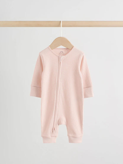 |BabyGirl| Conjunto De 5 Macacões De Dormir Sem Pés Para Bebês, Rosa, Com Zíper Duplo (0 meses a 3 anos)