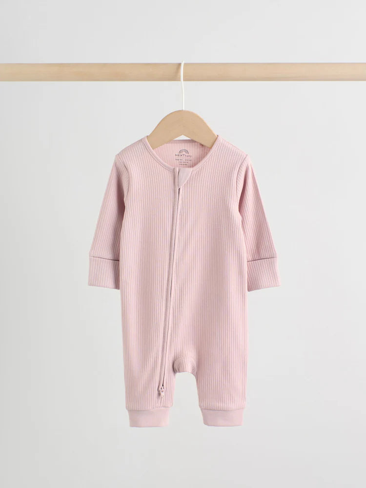 |BabyGirl| Conjunto De 5 Macacões De Dormir Sem Pés Para Bebês, Rosa, Com Zíper Duplo (0 meses a 3 anos)