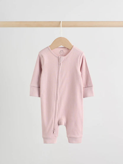 |BabyGirl| Conjunto De 5 Macacões De Dormir Sem Pés Para Bebês, Rosa, Com Zíper Duplo (0 meses a 3 anos)