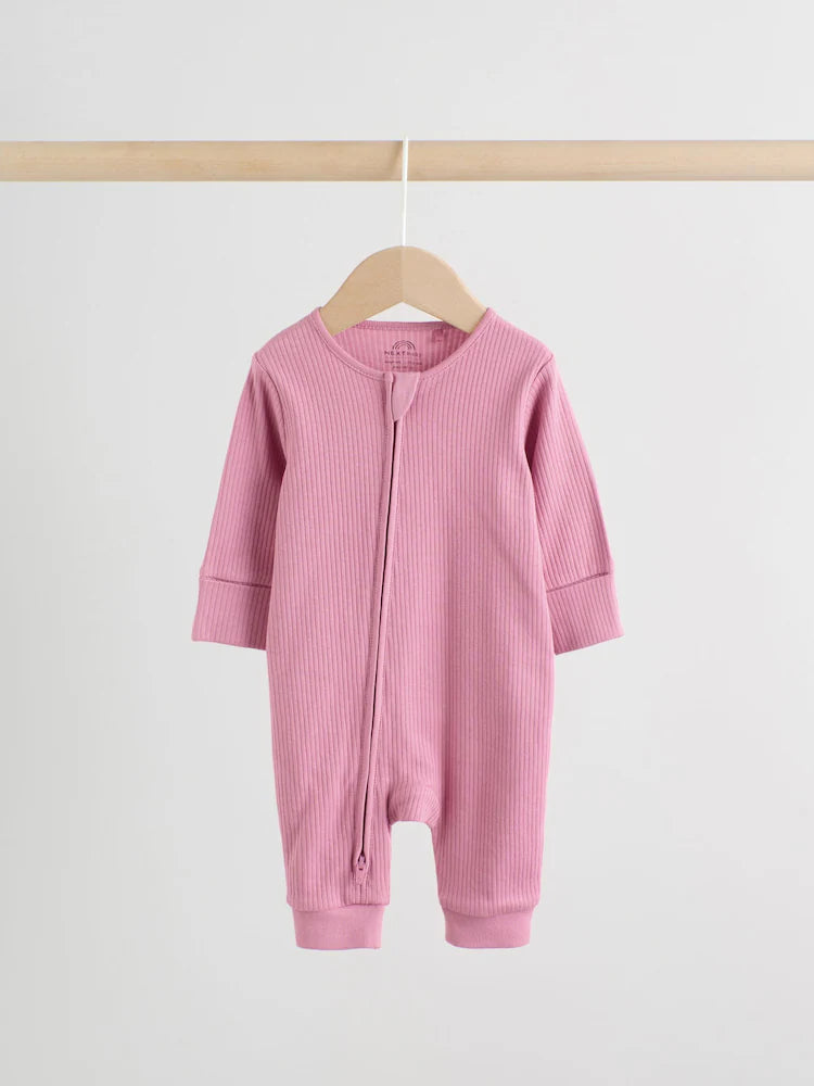 |BabyGirl| Conjunto De 5 Macacões De Dormir Sem Pés Para Bebês, Rosa, Com Zíper Duplo (0 meses a 3 anos)