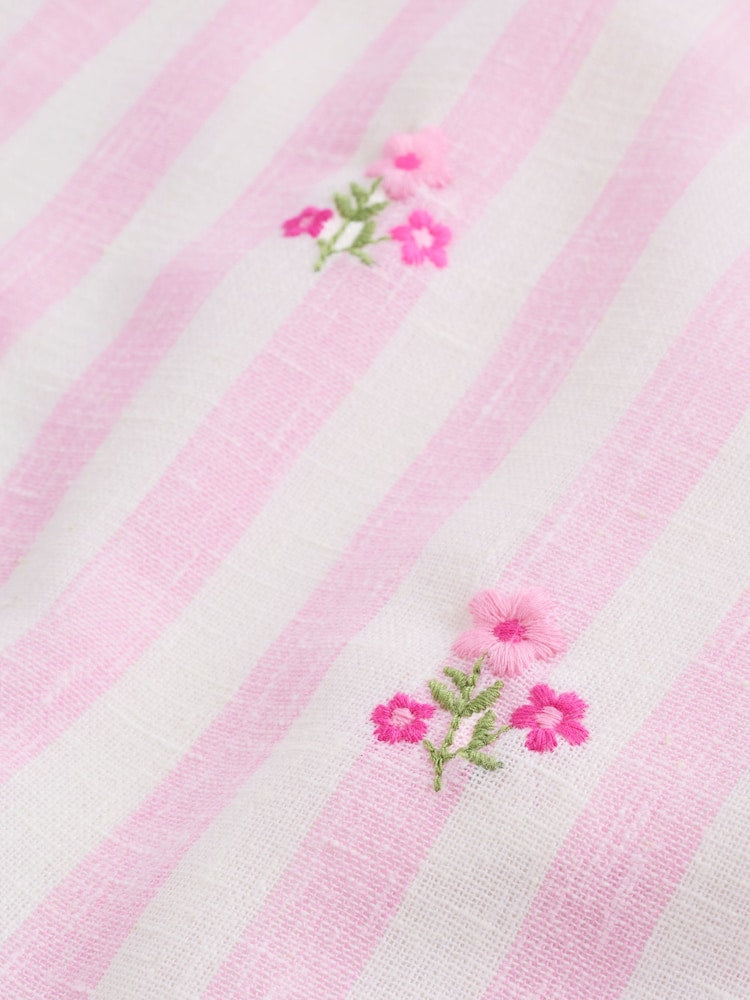 |BabyGirl| Conjunto De Jardineira e Body Listrado Rosa Para Bebê (2 peças, 0 meses a 2 anos)